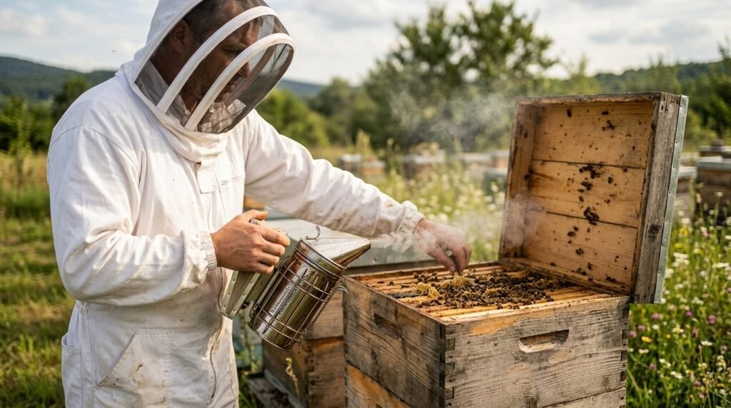 how does a bee smoker work